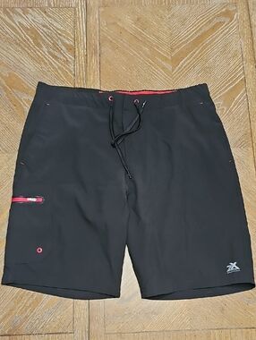 ZeroXposur Black Swim Board Shorts with Red Trim